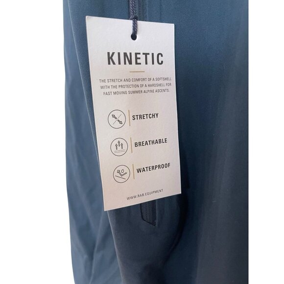 RAB KINETIC 2.0 WATERPROOF JACKET Mens Size XL Hooded Zip Pockets Coat - Picture 4 of 14